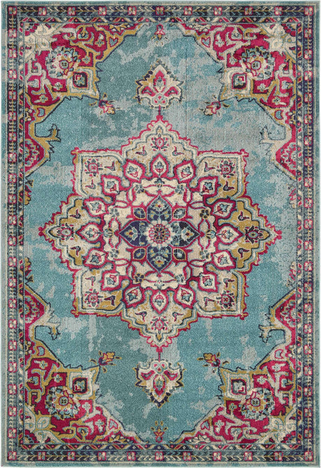 Light Blue 7' 1 x 10' Medici Rectangle Area Rug 100% Polypropylene Traditional Vintage Classic Carpet for Home Interior Design Decor for Sale at Rug Engine