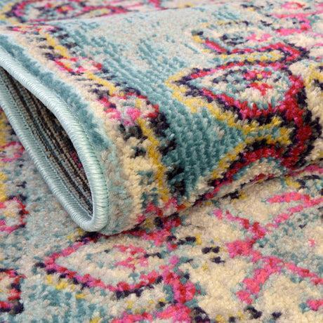 Light Blue 2' 7 x 10' Medici Runner Area Rug 100% Polypropylene Traditional Vintage Classic Carpet for Home Interior Design Decor for Sale at Rug Engine