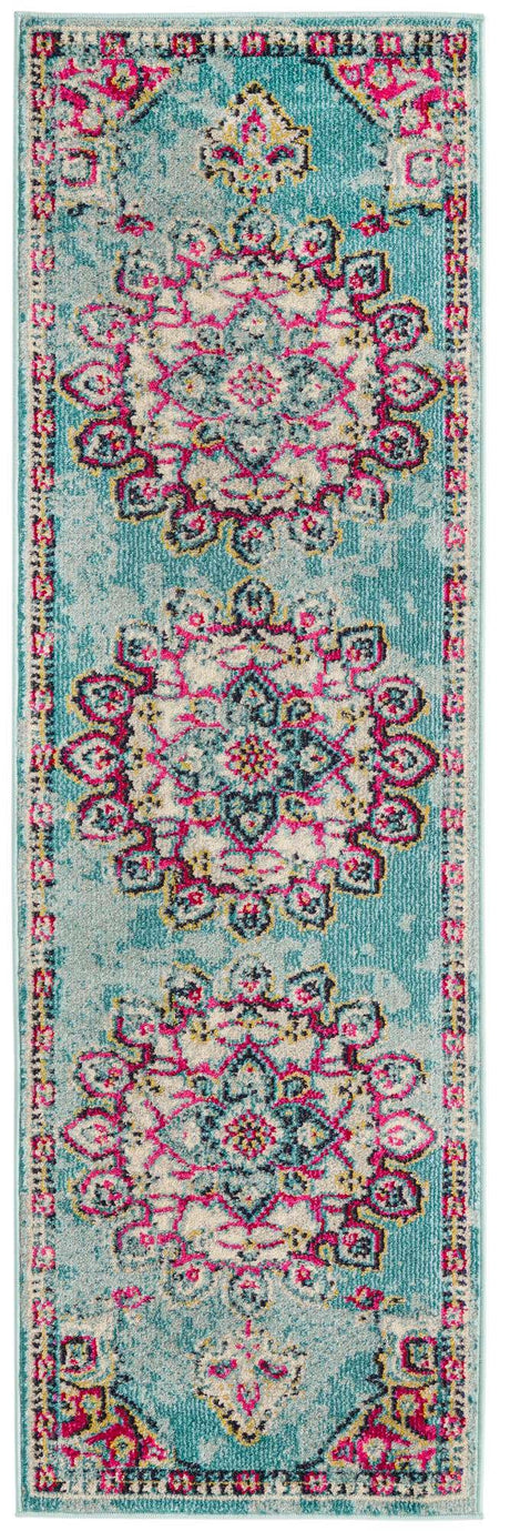 Light Blue 2' 2 x 6' 9 Medici Runner Area Rug 100% Polypropylene Traditional Vintage Classic Carpet for Home Interior Design Decor for Sale at Rug Engine