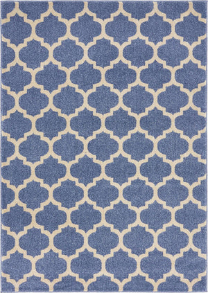 Light Blue 7' 10 x 11' Trellis Rectangle Area Rug