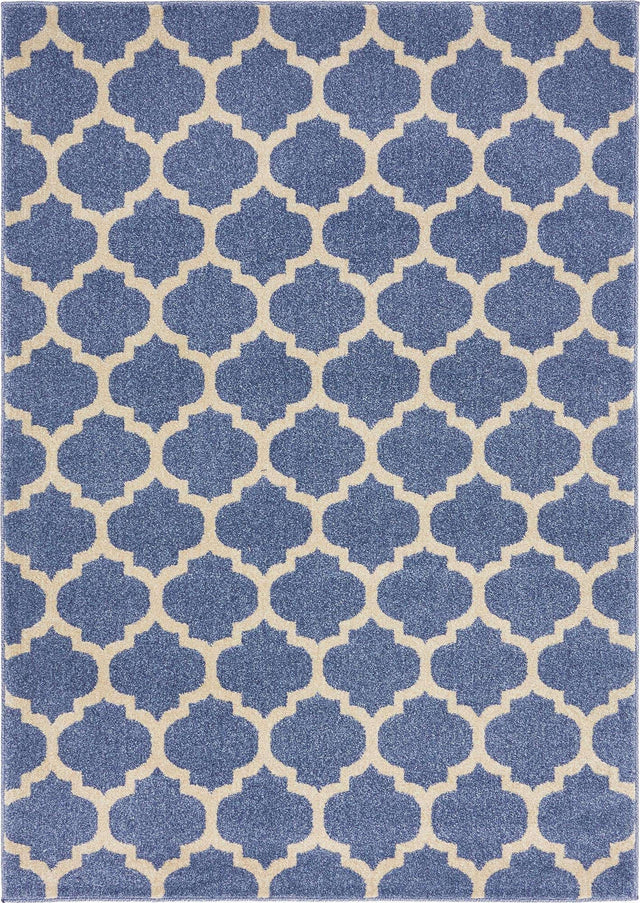 Light Blue 7' 10 x 11' Trellis Rectangle Area Rug