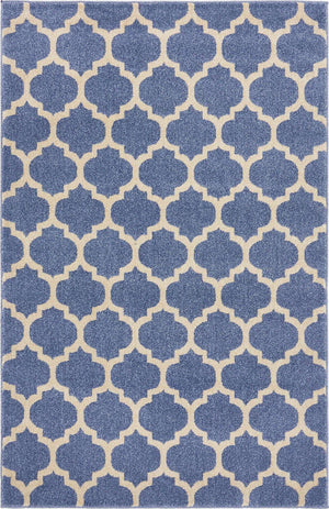 Light Blue 6' 1 x 9' Trellis Rectangle Area Rug