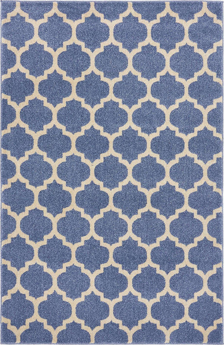 Light Blue 6' 1 x 9' Trellis Rectangle Area Rug
