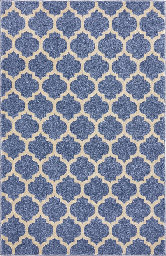 Light Blue 6' 1 x 9' Trellis Rectangle Area Rug