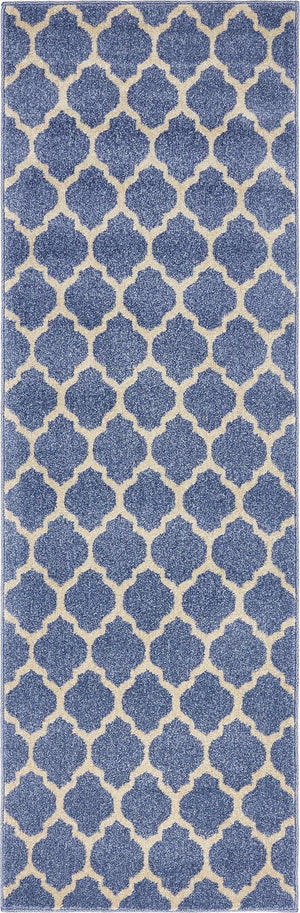 Light Blue 2' x 6' 1 Trellis Runner Area Rug