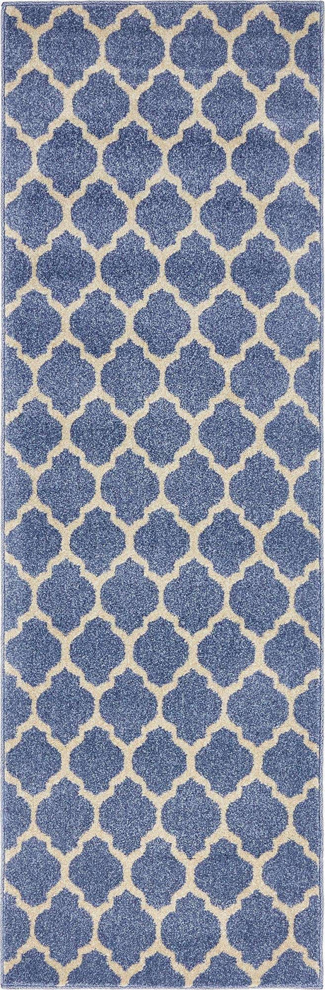Light Blue 2' x 6' 1 Trellis Runner Area Rug