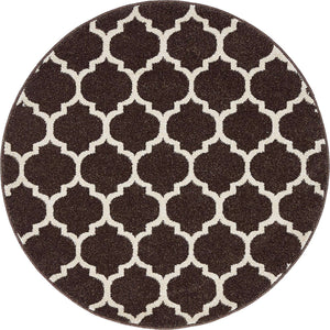 Chocolate Brown 3' 1 x 3' 1 Trellis Round Area Rug