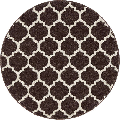 Chocolate Brown 3' 1 x 3' 1 Trellis Round Area Rug