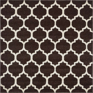 Chocolate Brown 6' 1 x 6' 1 Trellis Square Area Rug