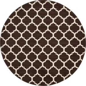 Chocolate Brown 10' x 10' Trellis Round Area Rug