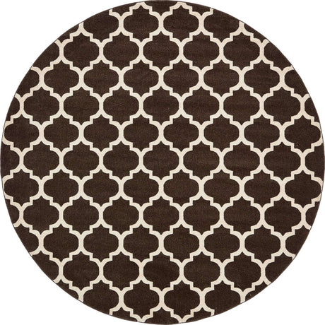 Chocolate Brown 10' x 10' Trellis Round Area Rug