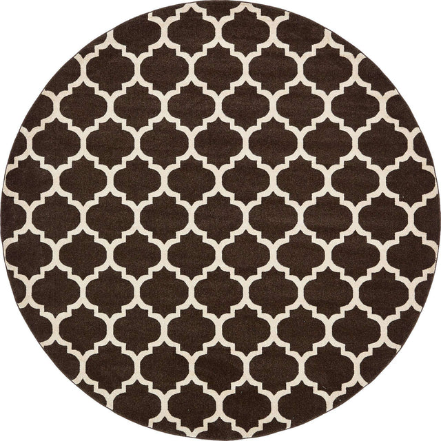 Chocolate Brown 10' x 10' Trellis Round Area Rug