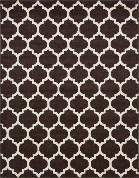 Chocolate Brown 7' 10 x 10' Trellis Rectangle Area Rug