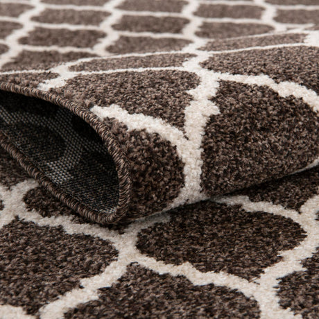 Chocolate Brown 10' x 10' Trellis Square Area Rug Geometric Modern Unique Durable Easy Clean Carpet for Contemporary Interior Design for Sale at Rug Engine