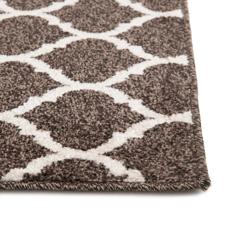 Chocolate Brown 7' 10 x 7' 10 Trellis Square Area Rug Geometric Modern Unique Durable Easy Clean Carpet for Contemporary Interior Design for Sale at Rug Engine