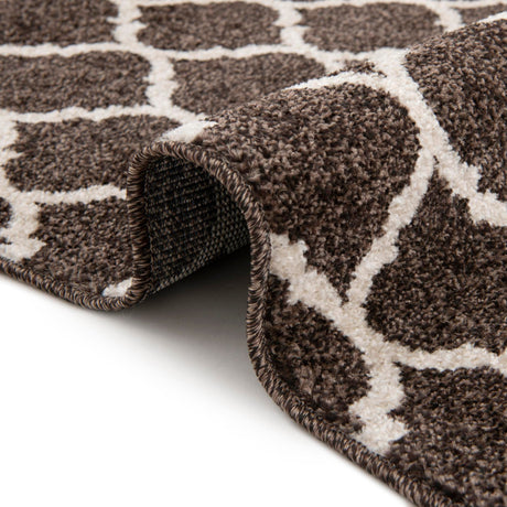 Chocolate Brown 6' 1 x 6' 1 Trellis Square Area Rug Geometric Modern Unique Durable Easy Clean Carpet for Contemporary Interior Design for Sale at Rug Engine