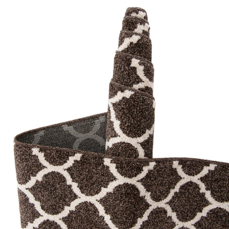 Chocolate Brown 6' 1 x 6' 1 Trellis Square Area Rug Geometric Modern Unique Durable Easy Clean Carpet for Contemporary Interior Design for Sale at Rug Engine