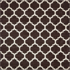 Chocolate Brown 7' 10 x 7' 10 Trellis Square Area Rug