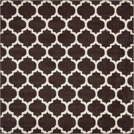 Chocolate Brown 7' 10 x 7' 10 Trellis Square Area Rug