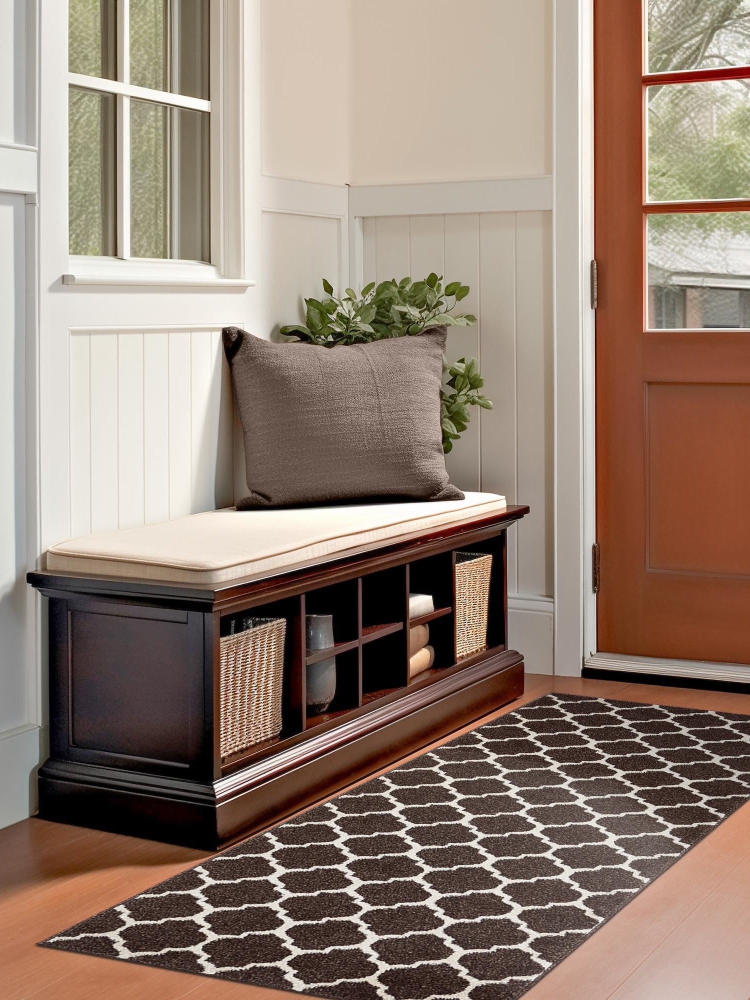 Chocolate Brown 2' 7 x 19' 8 Trellis Runner Area Rug