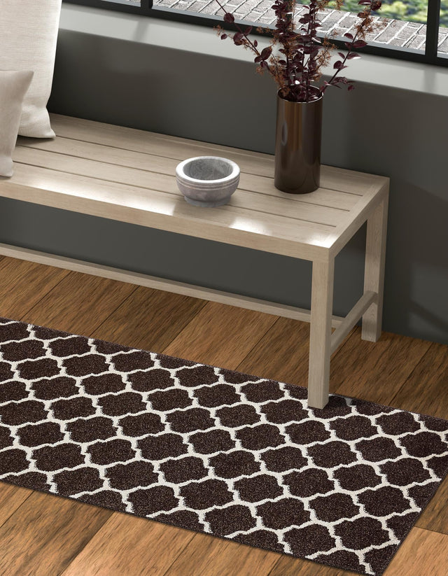 Chocolate Brown 2' 7 x 10' Trellis Runner Area Rug