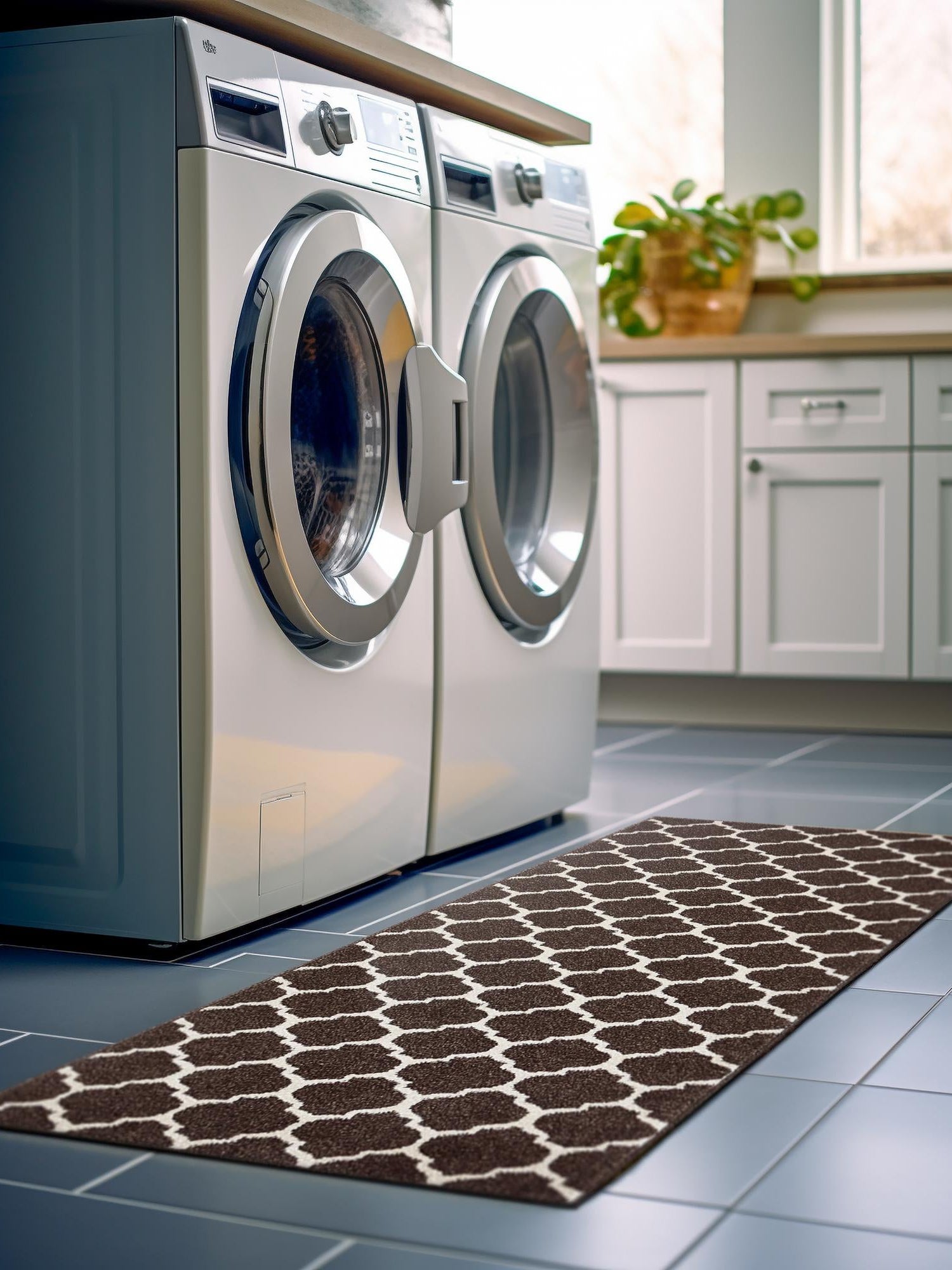 Chocolate Brown 2' x 6' 1 Trellis Runner Area Rug