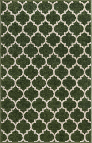 Dark Green 4' 1 x 6' 1 Trellis Rectangle Area Rug