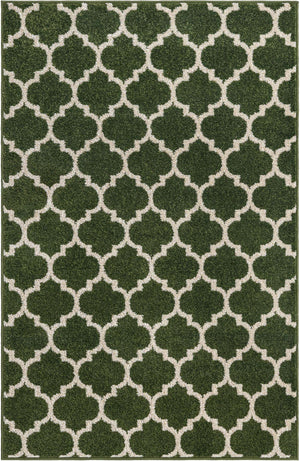 Dark Green 6' 1 x 9' Trellis Rectangle Area Rug
