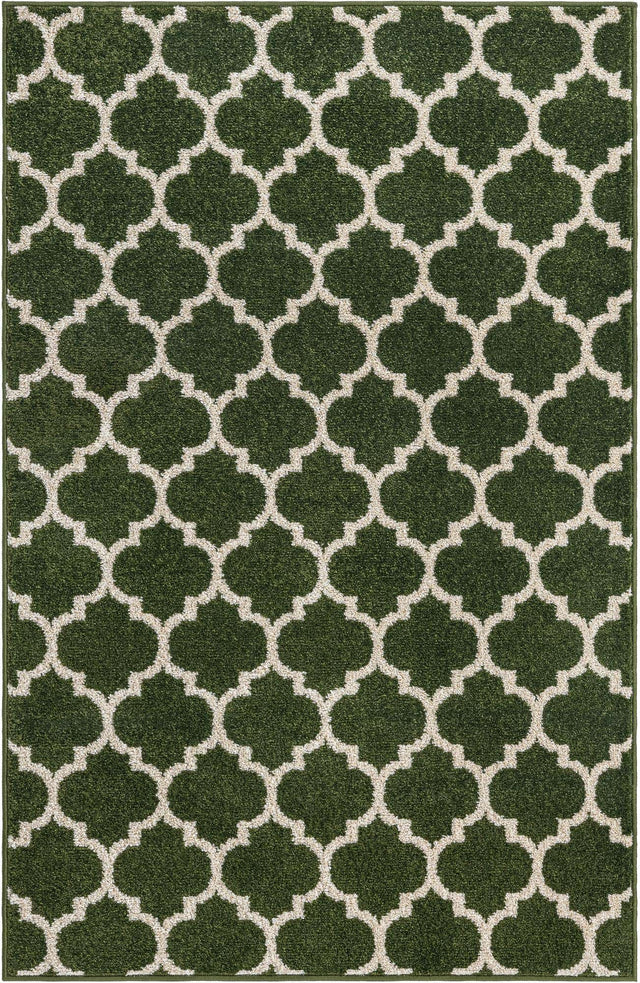 Dark Green 6' 1 x 9' Trellis Rectangle Area Rug