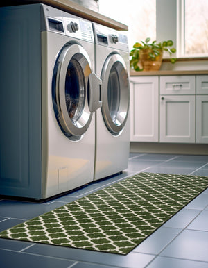 Dark Green 3' x 10' Trellis Runner Rug