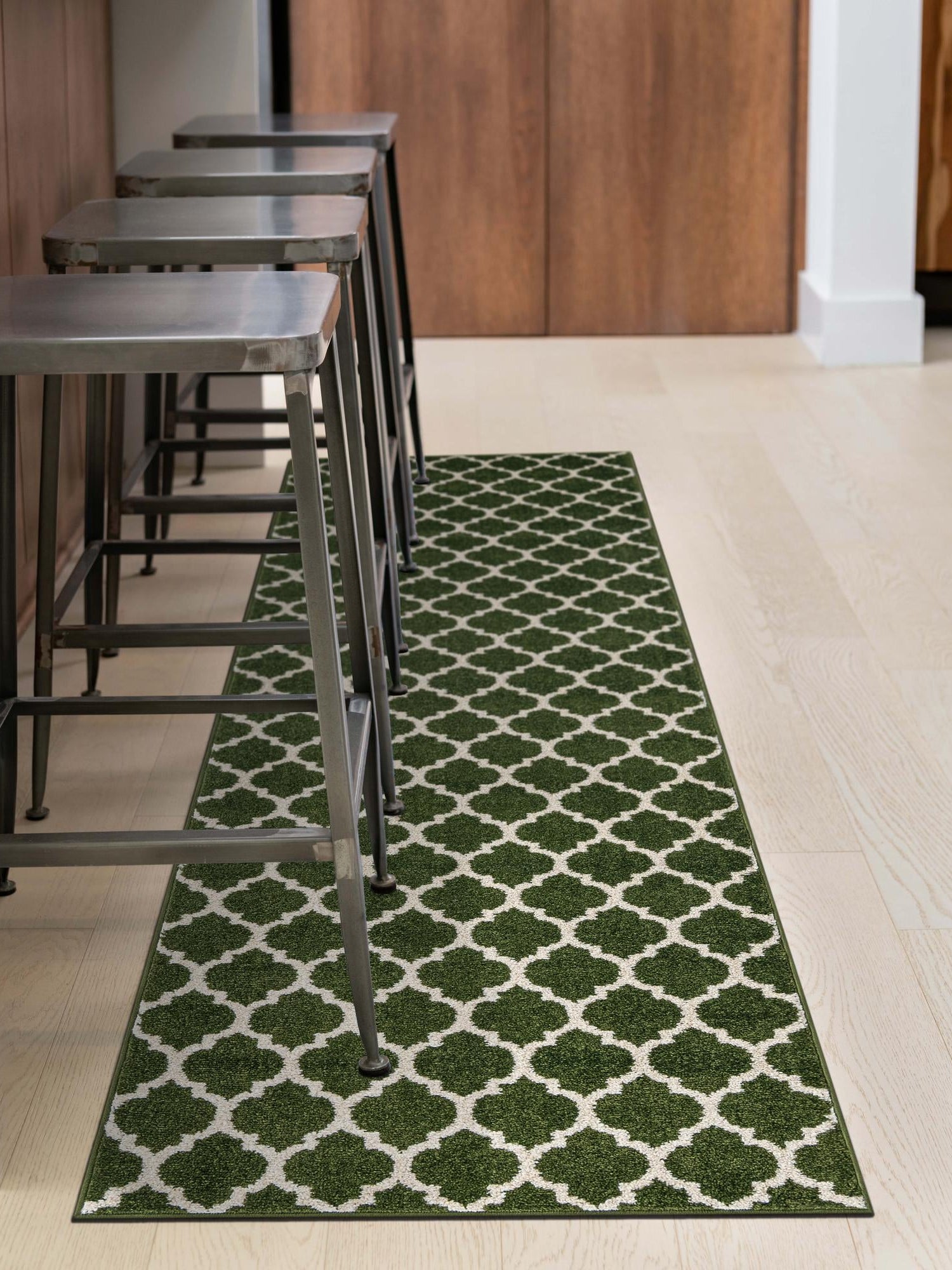 Dark Green 2' 7 x 10' Trellis Runner Area Rug