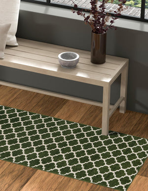 Dark Green 2' x 6' 1 Trellis Runner Area Rug