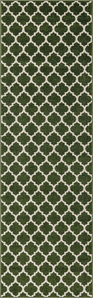 Dark Green 2' x 6' 1 Trellis Runner Area Rug