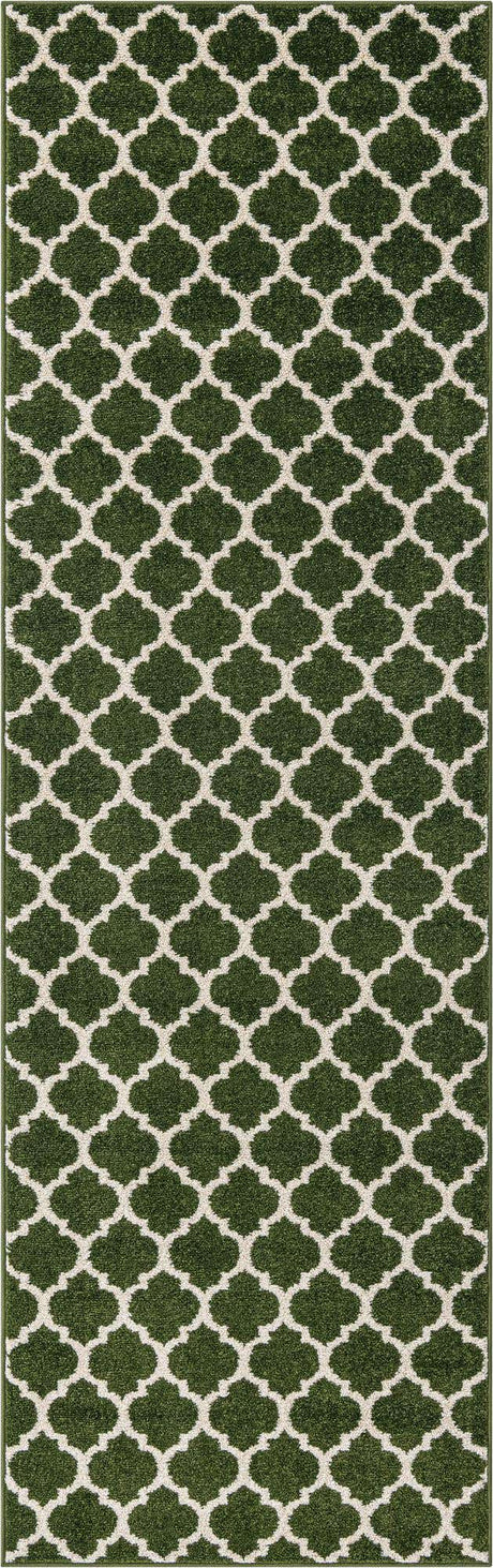 Dark Green 2' x 6' 1 Trellis Runner Area Rug