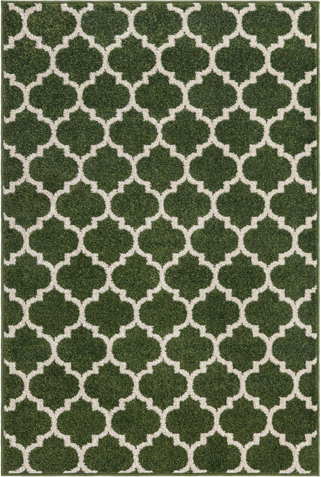 Dark Green 2' x 3' 1 Trellis Rectangle Area Rug