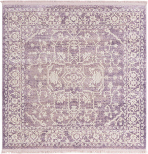 Purple 4' x 4' New Classical Square Area Rug 70% Polypropylene & 30% Polyester Traditional Vintage Distressed Carpet for Interior Design Home Decor for Sale at Rug Engine