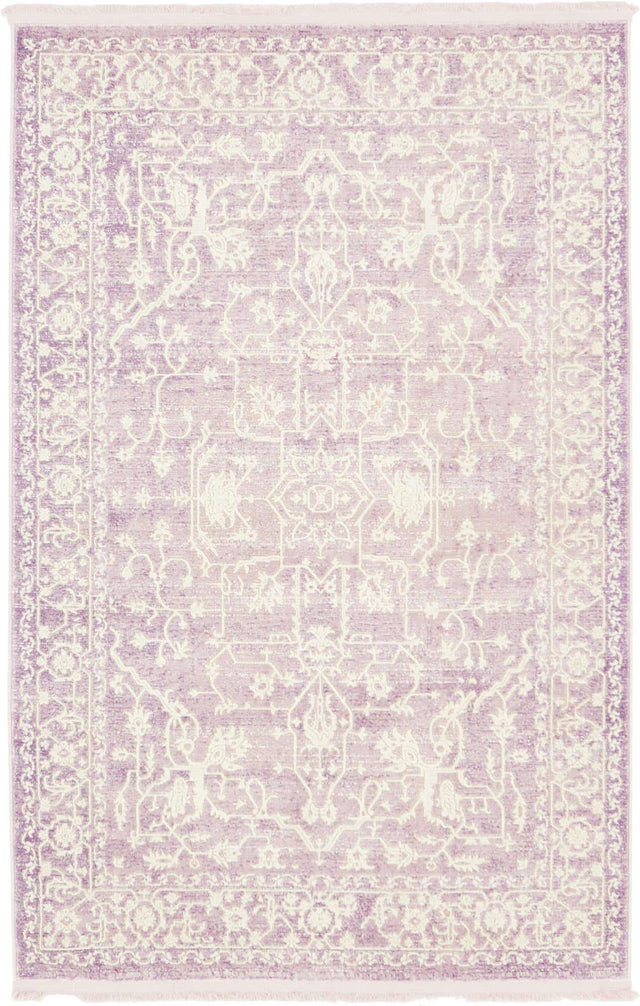 Purple 4' x 6' New Classical Rectangle Area Rug 70% Polypropylene & 30% Polyester Traditional Vintage Distressed Carpet for Interior Design Home Decor for Sale at Rug Engine