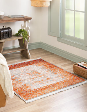 Terracotta 8' x 8' New Classical Square Area Rug 70% Polypropylene & 30% Polyester Traditional Vintage Distressed Carpet for Interior Design Home Decor for Sale at Rug Engine
