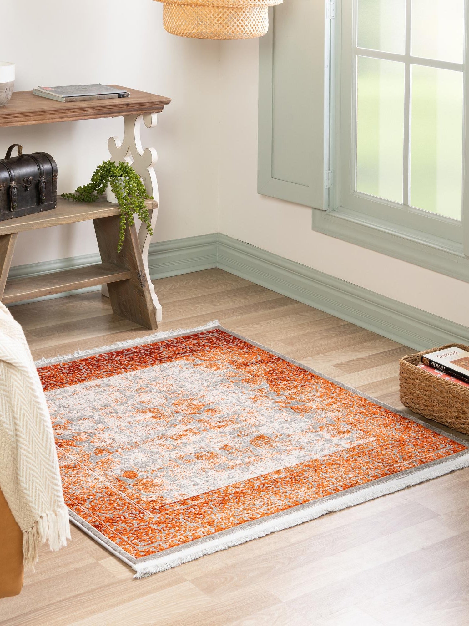 Terracotta 4' x 4' New Classical Square Area Rug 70% Polypropylene & 30% Polyester Traditional Vintage Distressed Carpet for Interior Design Home Decor for Sale at Rug Engine