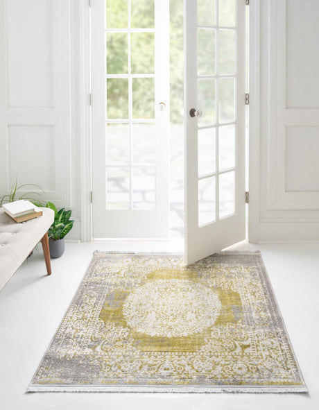 Light Green 6' 1 x 6' 1 New Classical Square Area Rug 70% Polypropylene & 30% Polyester Traditional Vintage Distressed Carpet for Interior Design Home Decor for Sale at Rug Engine