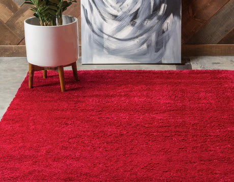 Red 3' 3 x 5' 3 Solo Rectangle Area Rug Thick Soft Touch Fluffy & Plush Shaggy Pile Durable Minimalist Carpet for Classic Interior Design for Sale at Rug Engine