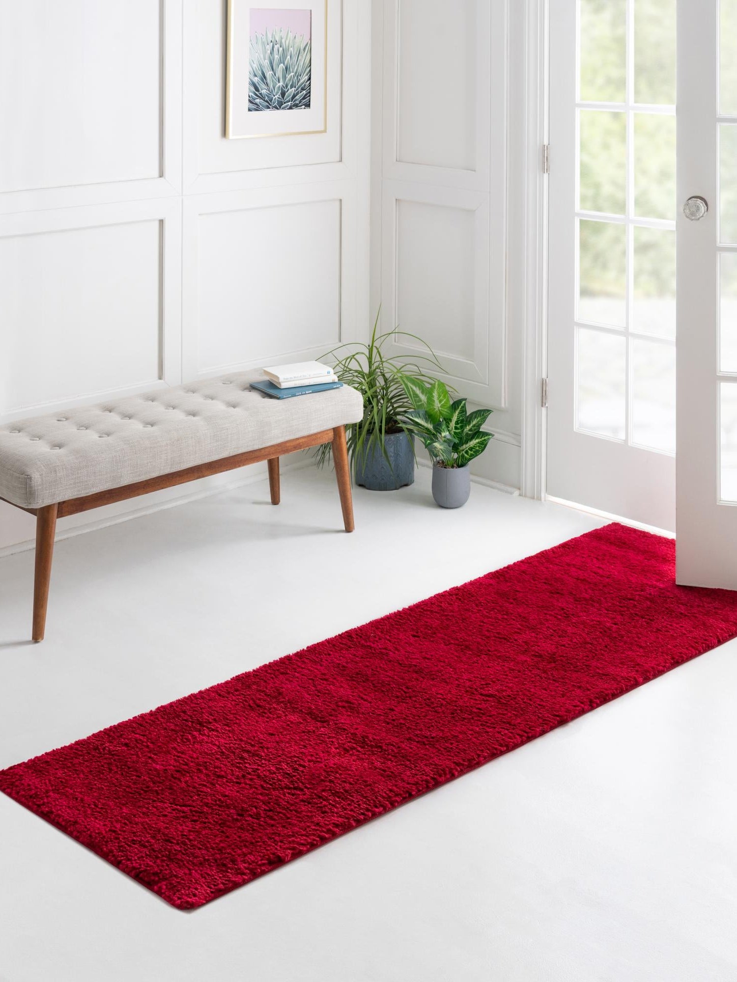 Red 2' 2 x 13' 1 Solo Runner Area Rug Thick Soft Touch Fluffy & Plush Shaggy Pile