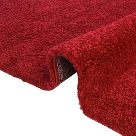 Red 6' 1 x 6' 1 Solo Round Area Rug Thick Soft Touch Fluffy & Plush Shaggy Pile Durable Minimalist Carpet for Classic Interior Design for Sale at Rug Engine