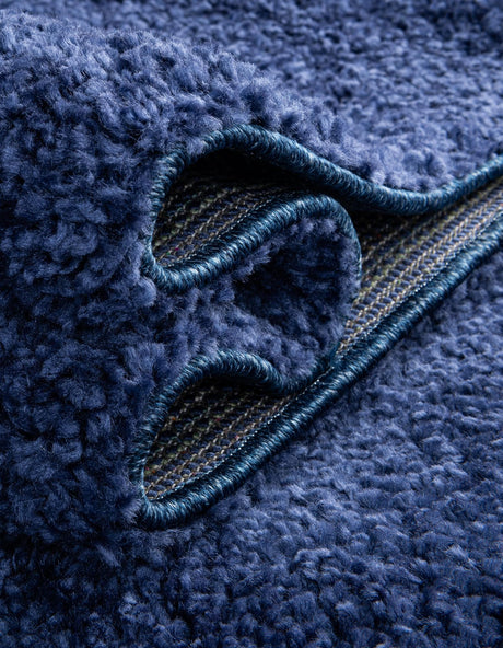 Navy Blue 5' 3 x 7' 7 Solo Rectangle Area Rug Thick Soft Touch Fluffy & Plush Shaggy Pile Durable Minimalist Carpet for Classic Interior Design for Sale at Rug Engine