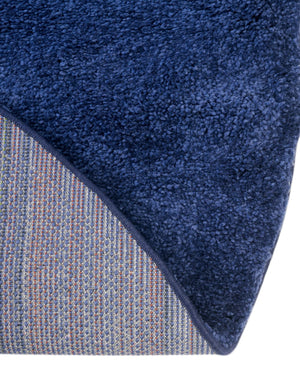 Navy Blue 4' 1 x 4' 1 Solo Round Area Rug Thick Soft Touch Fluffy & Plush Shaggy Pile