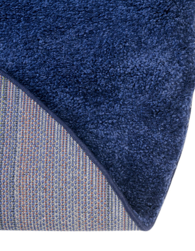 Navy Blue 4' 1 x 4' 1 Solo Round Area Rug Thick Soft Touch Fluffy & Plush Shaggy Pile