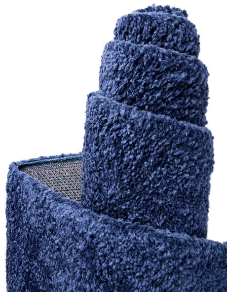 Navy Blue 3' 3 x 3' 3 Solo Round Area Rug Thick Soft Touch Fluffy & Plush Shaggy Pile Durable Minimalist Carpet for Classic Interior Design for Sale at Rug Engine