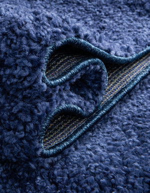Navy Blue 3' 3 x 3' 3 Solo Round Area Rug Thick Soft Touch Fluffy & Plush Shaggy Pile