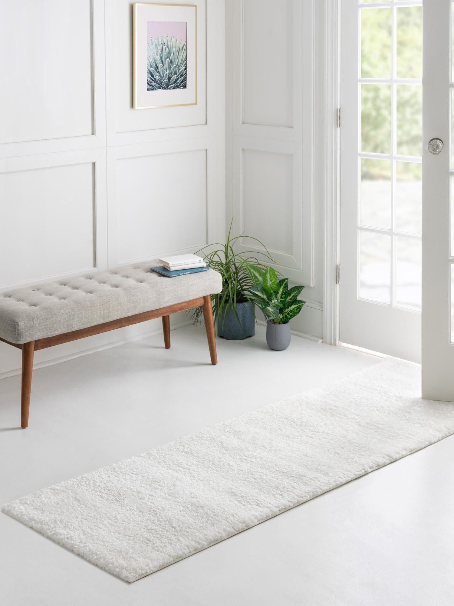 Snow White 2' 2 x 13' 1 Solo Runner Area Rug Thick Soft Touch Fluffy & Plush Shaggy Pile