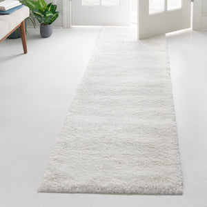 Snow White 2' 2 x 8' Solo Runner Area Rug Thick Soft Touch Fluffy & Plush Shaggy Pile